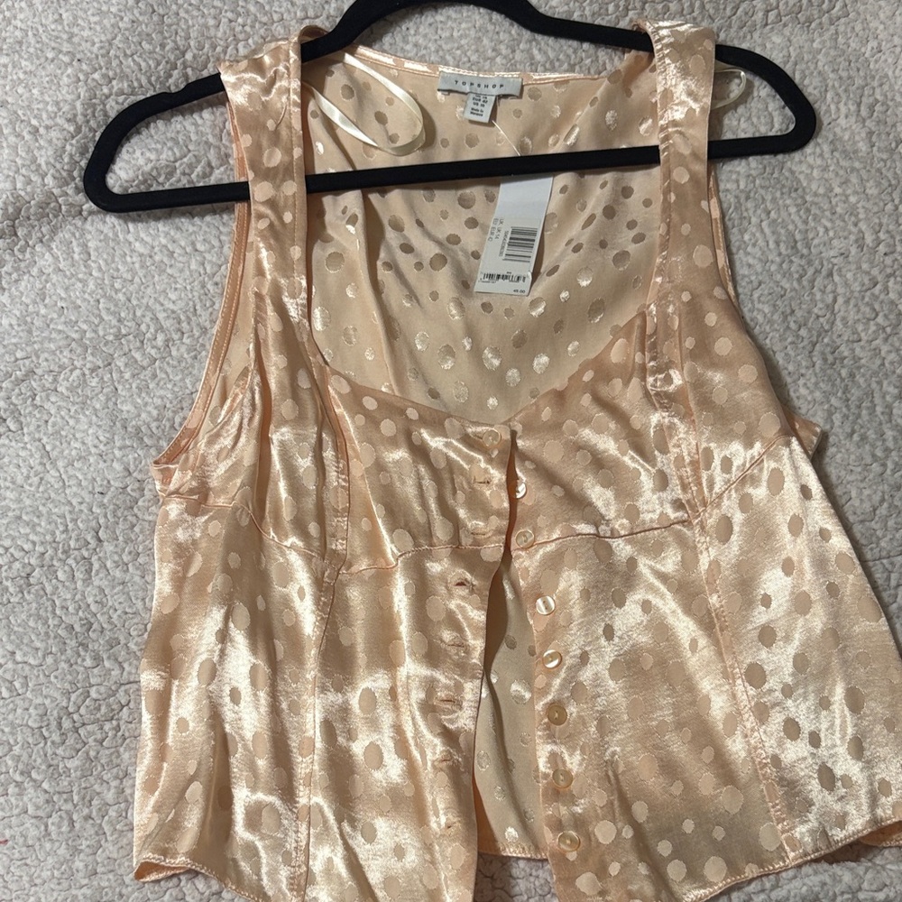 Topshop Polka Dot Satin Tank Top